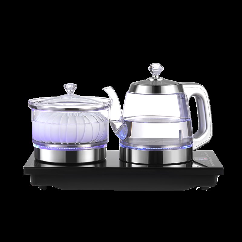智能底部上水全自动电热烧水壶双边抽水玻璃泡茶电磁炉茶台一体机