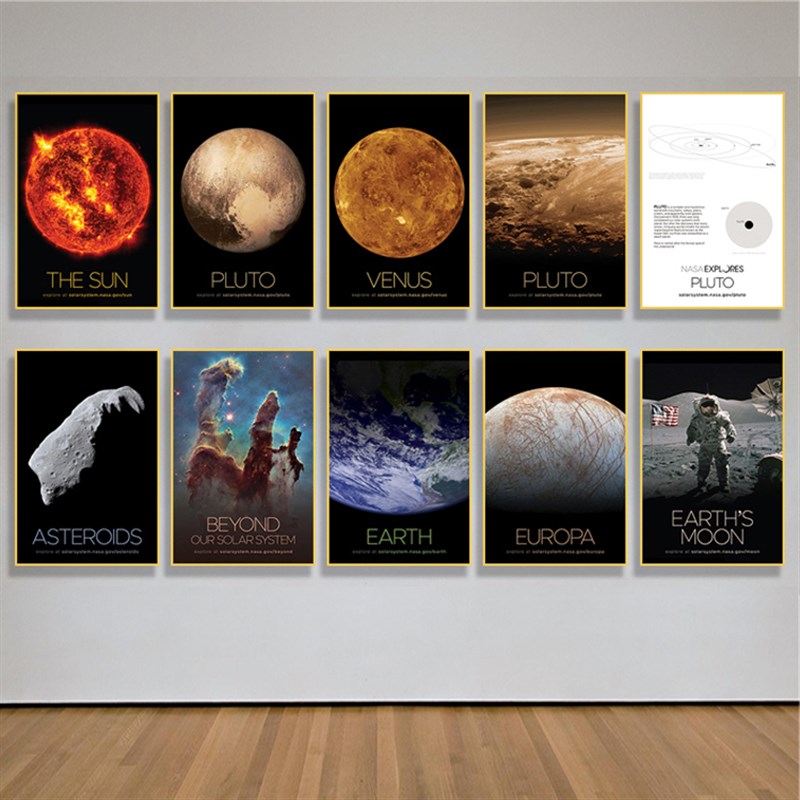 宇宙星球装饰画星空月球挂画地球系行星木星火星太阳卧室壁画