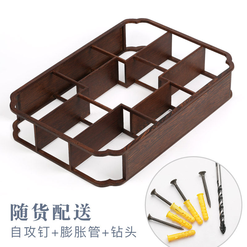 鸡翅木小博古架实木壁挂墙上多宝阁茶具架架红木茶壶架子
