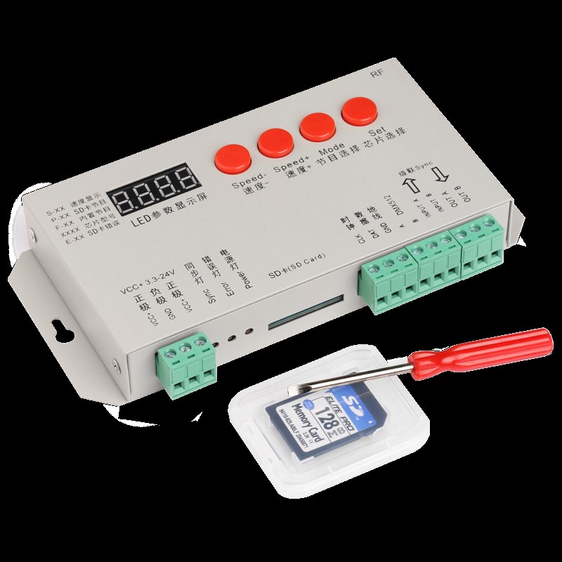 LED幻彩灯带控制器可编程RGB调光亮化可插SD卡DMX512