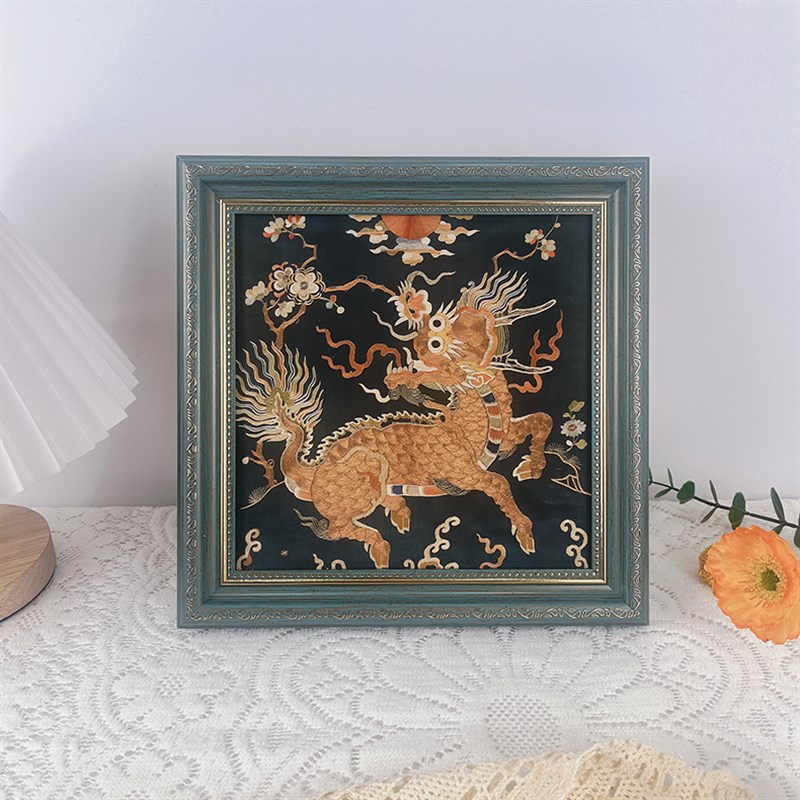 吉祥招财桌面摆件客厅卧室玄关沙发背景墙装饰画油画方形相框挂画图片