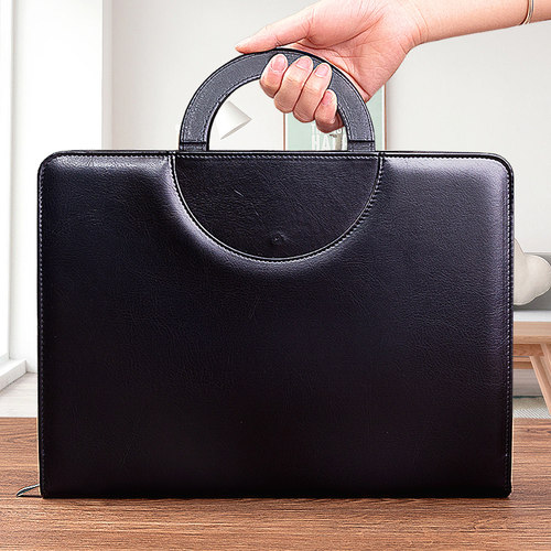 谈单夹皮质商务高档拉链公文包合同票据保险售楼部店多功能档案夹