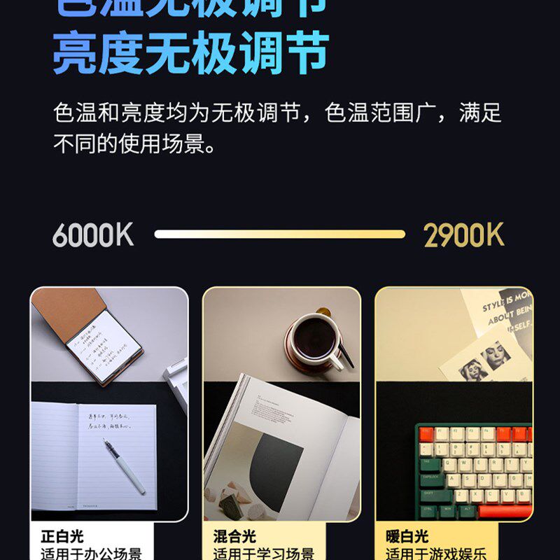 电竞曲面屏幕挂灯电脑显示器补光灯办公学习护眼灯智能台灯