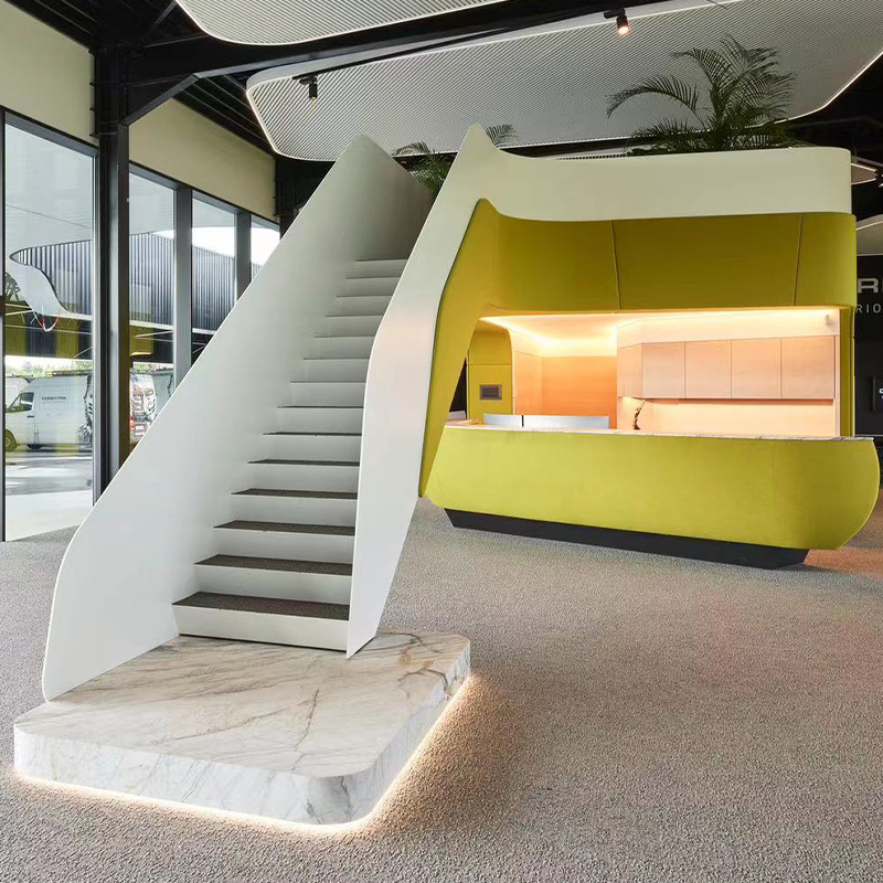 钢板楼梯扶手楼梯扶手护栏整体定制别墅跃层极简现代风格楼梯定制