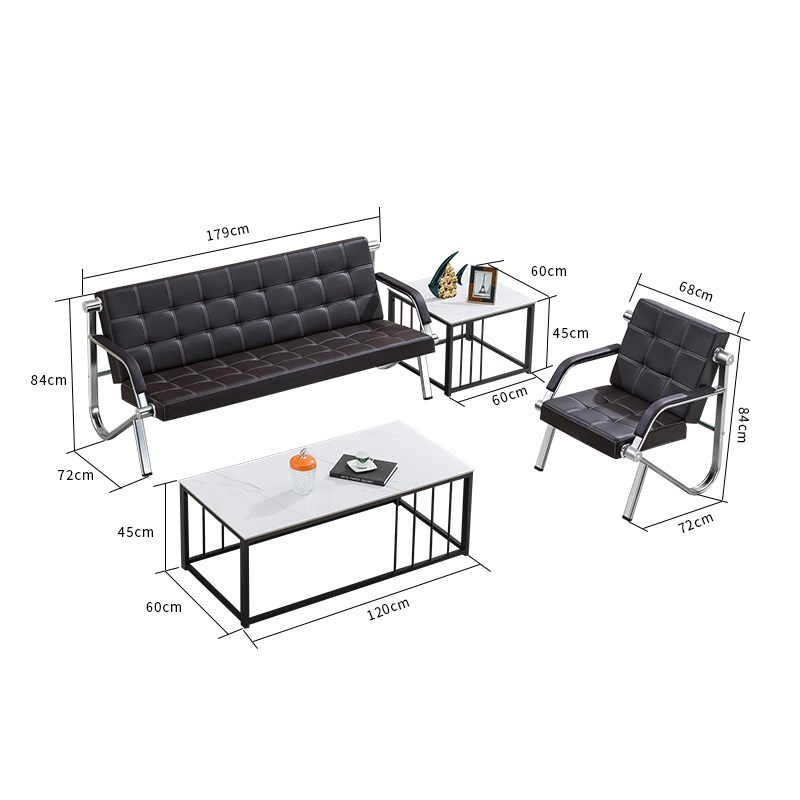 办公室沙发商务接待室会客区休息区出租屋客厅茶几洽谈三人位