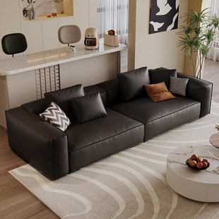 大树岛家居现代羽绒豆腐块沙发客厅小户型意式极简黑色沙发