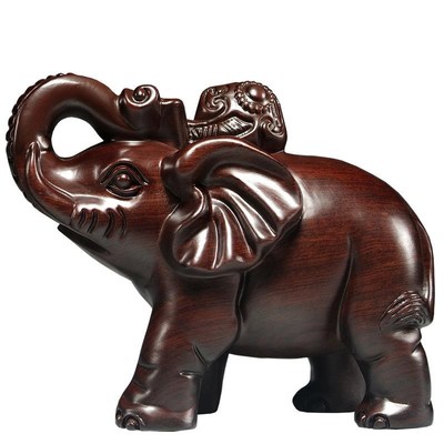 黑檀木雕大象一对家居玄关店铺木象装饰工艺品新居业送礼