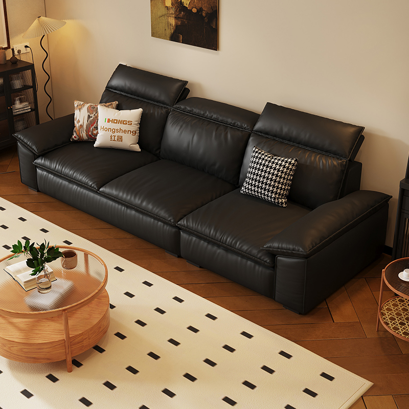 意式极简可调节功能沙发2024新款真皮客厅沙发小户型复古现代简约