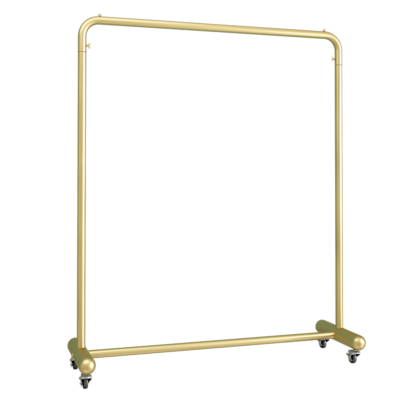 家用加粗单杆式晾衣架落地室内晒衣阳台卧室挂衣架衣帽架带轮