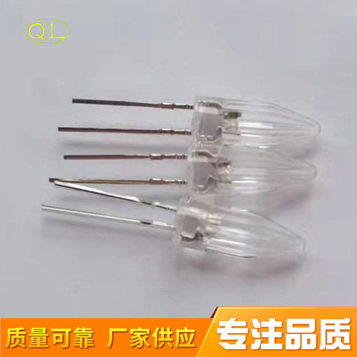 发光二极管LED灯珠5mm火箭头圣诞装饰F5火箭炮暖白光