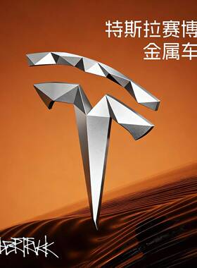 赛博风特斯拉车标贴黑标黑化model3/y字母尾标改装黑色焕新适用于