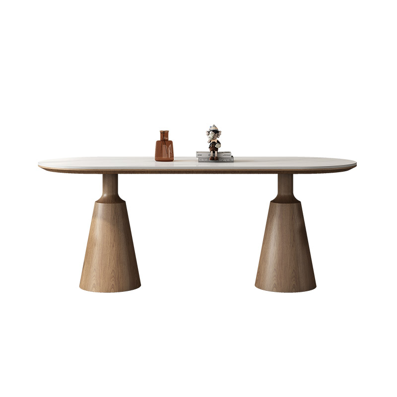 实木岩板餐桌现代家用小户型吃饭桌子长方形椭圆形新款餐桌椅