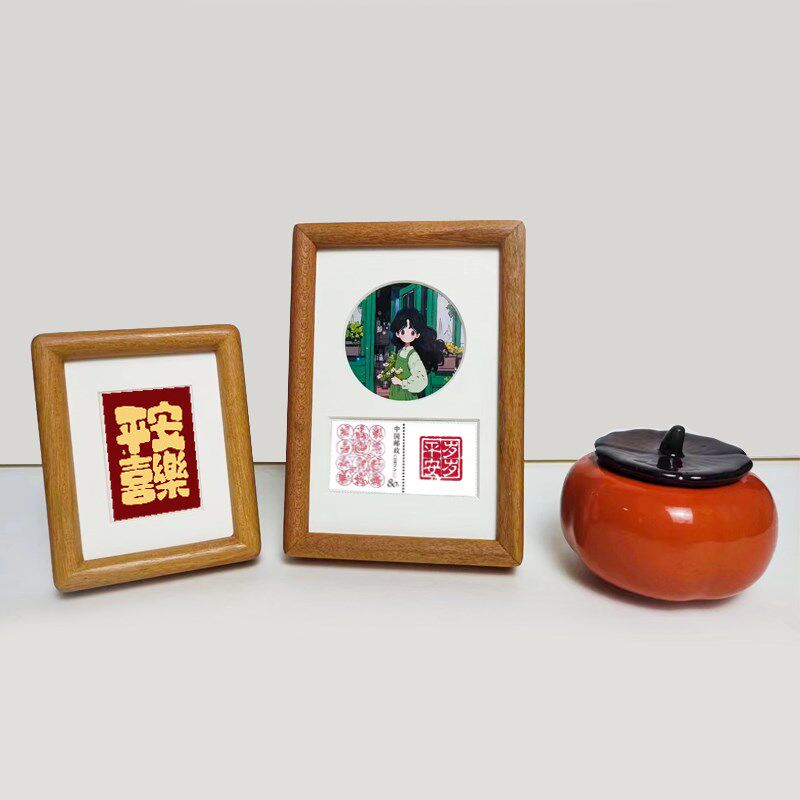 实木质感相框摆台打印照片洗照片高级感装裱寸寸圆角榫卯结构