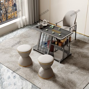 铁艺茶桌家用小茶台碳素钢一体式茶水柜阳台客厅小茶桌椅