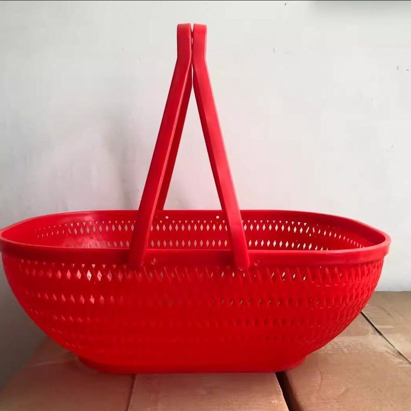 超市塑料提篮 红色塑胶篮 水果蔬菜市场购物篮塑料篮,收纳整理,购物篮,淘宝优惠券,粉丝福利购,淘宝优惠卷