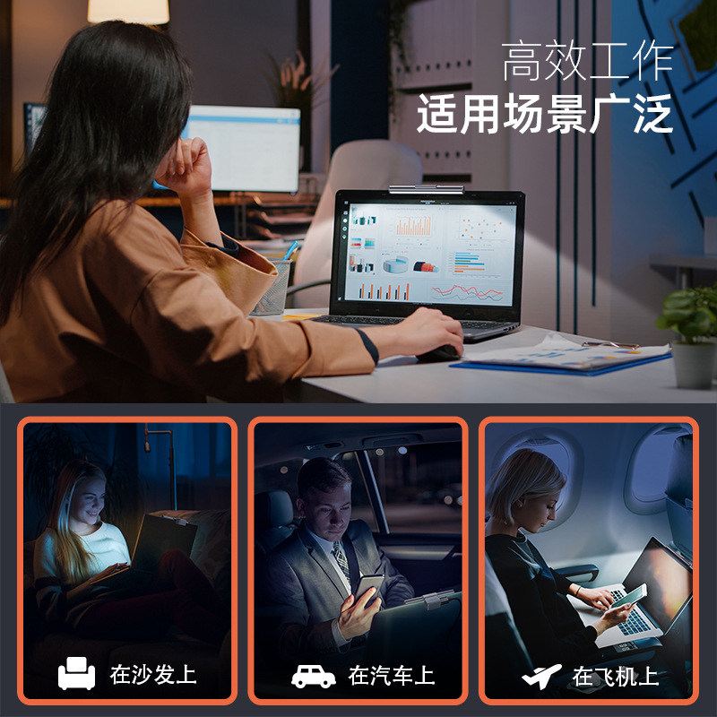 笔记本屏幕挂灯工作学习桌面电脑屏幕智能护眼补光显示器挂灯夹灯