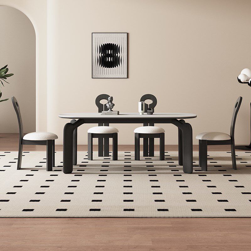 复古实木餐桌长方形现代家用侘寂风创意哑光纯白色岩板餐桌,住宅家具,岩板餐桌,淘宝优惠券,粉丝福利购,淘宝优惠卷