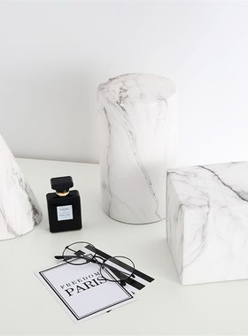 陶瓷几何立体样板房客厅酒柜家居饰品大理石纹创意摆设