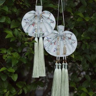 凝香记复原款仿孔府鸟裙汉服荷包配饰流苏腰圆古风香囊空袋腰配