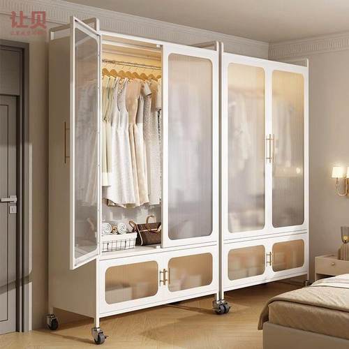 简易组装衣柜卧室家用出租房简约衣柜储物柜金属小户型小房间衣橱