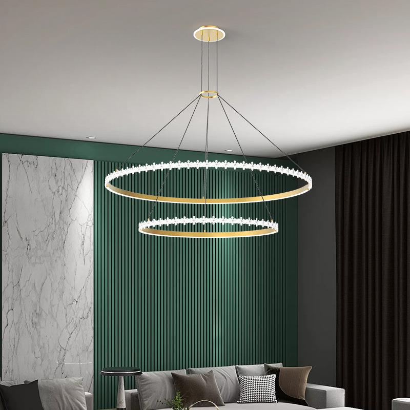 北欧简约双层led客厅吊灯网红创意圆环2023新款卧室餐厅商用灯具