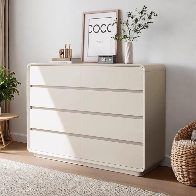 实木烤漆五斗柜奶油风卧室床尾柜简约收纳柜客厅靠墙抽屉柜八斗Q&