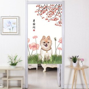 饰半帘 卡通布艺门帘家用隔断帘卧室厨房挂帘北欧简约定制免打孔装