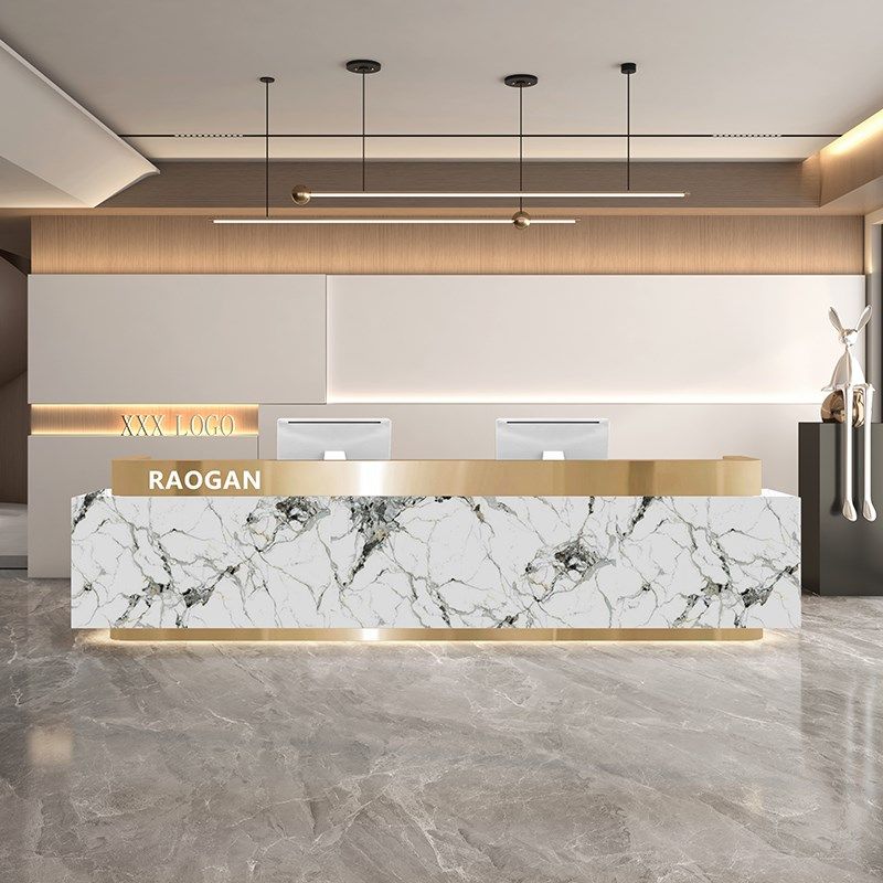 大理石公司酒店前台接待台商场现代售楼部吧台收银台柜台