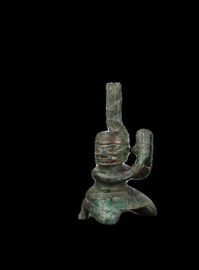 星堆青铜器 太阳鸟神树扶桑树纵目面具巫师立像 仿古工艺品