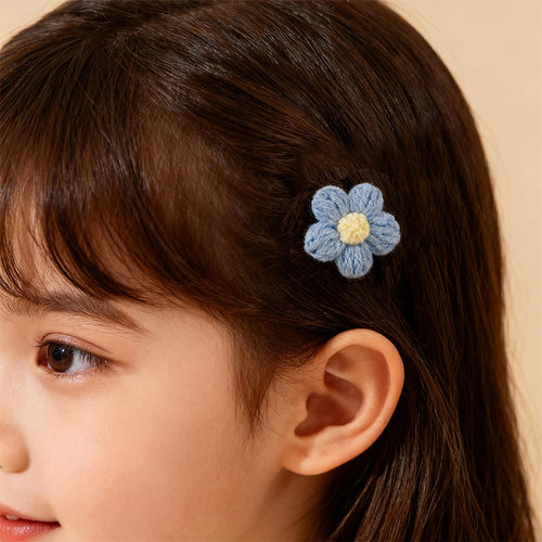 泡芙花朵全包鸭嘴发夹手工钩织