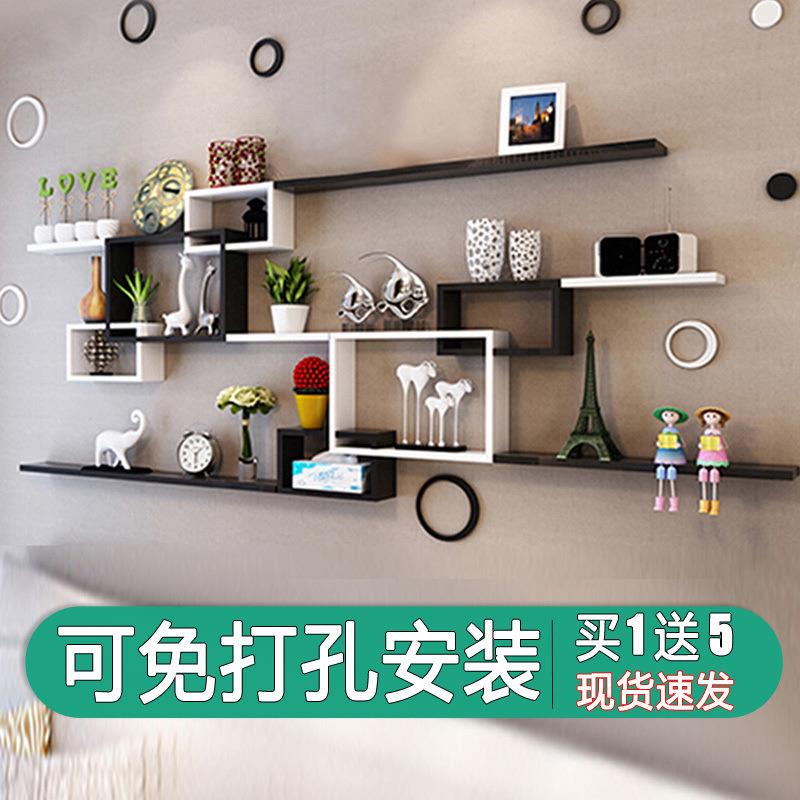 墙上置物架客厅隔板餐厅卧壁免打孔壁挂收纳墙面装饰