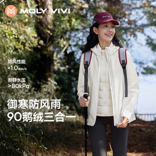 魔力薇薇小蛮腰鹅绒羽绒服女2025冬季新款防风防水三合一软壳外套