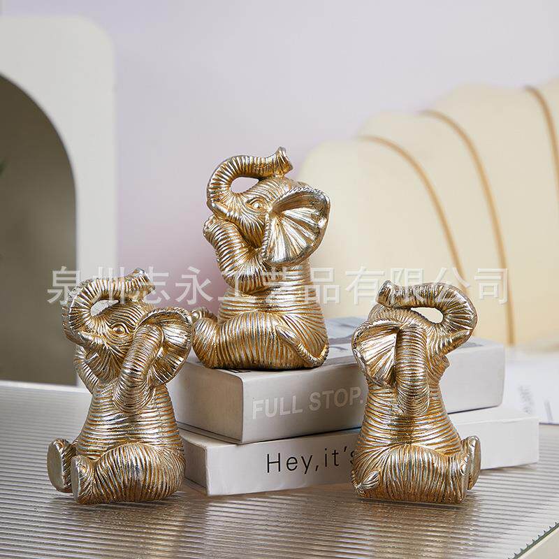 厂家直销三只可爱大象跨境热销商品不看不听不说创意家居摆件手工