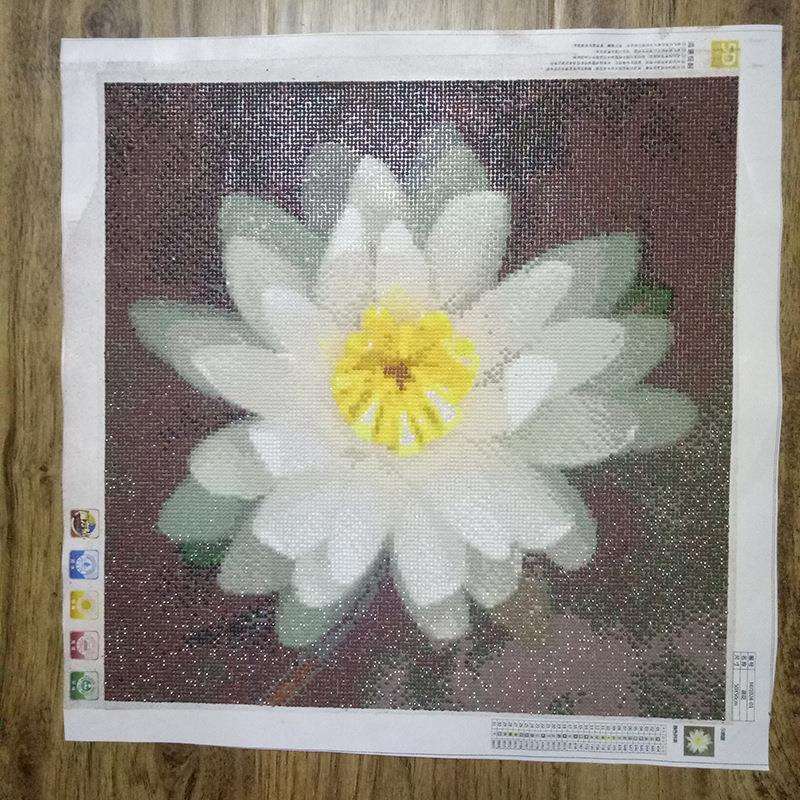5D钻石画绣好成品图花之镜像荷花满钻纯手工贴十字绣成品出售一件