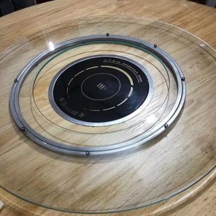 餐桌转盘火锅专用钢化玻璃开孔家用电磁炉地锅圆桌空心旋转底座盘