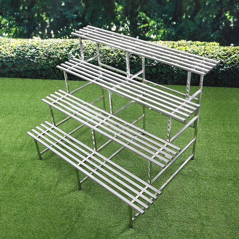 加宽25c不锈钢阶梯花架户外阳台加厚美K观多层室外落地多肉花盆造