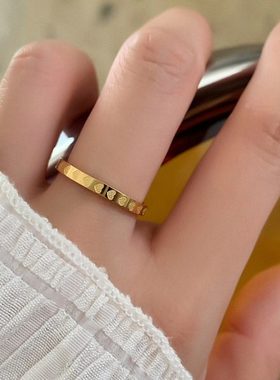 大码戒指女胖妹妹2024新款简约满圈爱心时尚个性胖人粗手食指指环