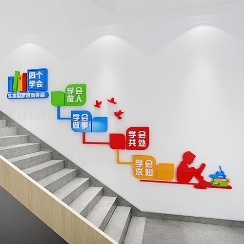 学校班级楼梯扶手墙贴励志标语辅导班培训机构教室文化墙立体装饰