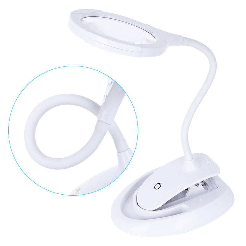 充电款三档亮度光学镜片5-10倍15个LED灯台式/夹式阅读修理放大镜