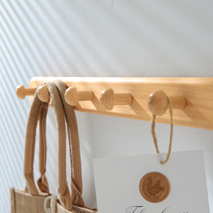 入户进门实木挂钩免打孔试衣间衣帽墙上壁挂架木质门后挂衣架