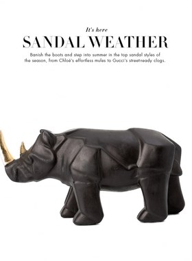 现代样板房家居装饰儿童房犀牛软装饰品动物摆设黑色创意工艺