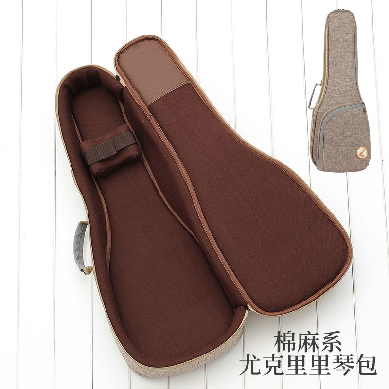 朗汀尤克里里加厚琴包创意棉麻乌克丽丽肩背包ukulele背袋