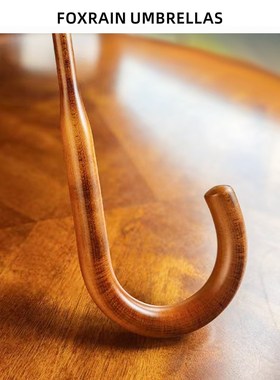 Foin复古olid一体式枫木弯柄长柄伞墨绿酒红高级感雨伞定制