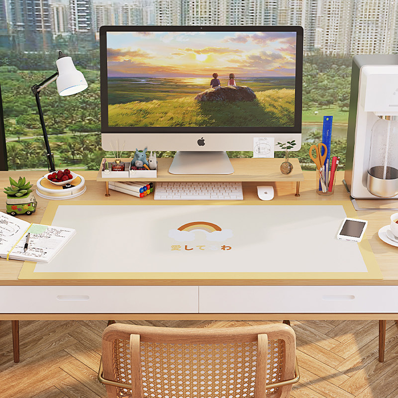 日系书桌桌布防水防油免洗儿童环保剪裁小学生学习办公桌垫