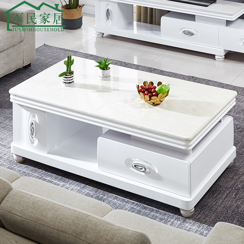 天然大理石茶几电视柜实木环保烤漆小户型现代时尚茶桌