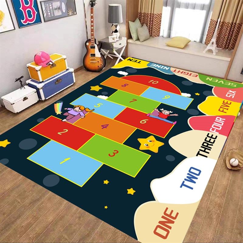 跳房子地毯儿童早教卡通数字游戏跳格子地毯男孩卧室床边定制地毯