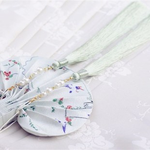 凝香记复原款仿孔府花鸟裙汉服荷包配饰流苏腰圆古风香囊空袋腰配