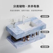 放式 岩板浴室柜陶瓷无缝一体洗手台盆柜切角定制洗脸洗漱台