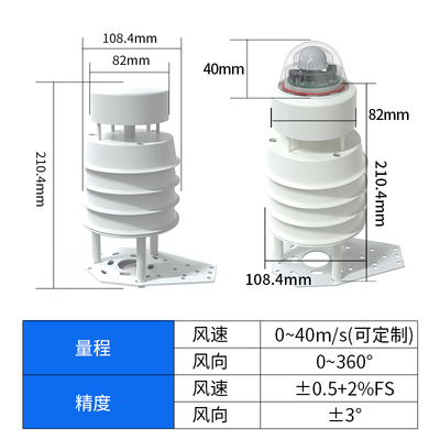 超声波风速风向传感器精度温湿度光照雨量检测仪一体式气象站