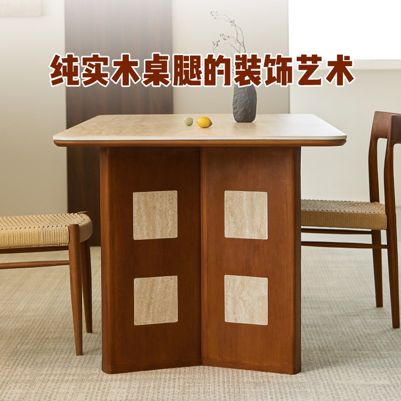 邮差来敲门卡门洞石餐桌长法式复古中古风岩板实木梵奶油风舒书桌